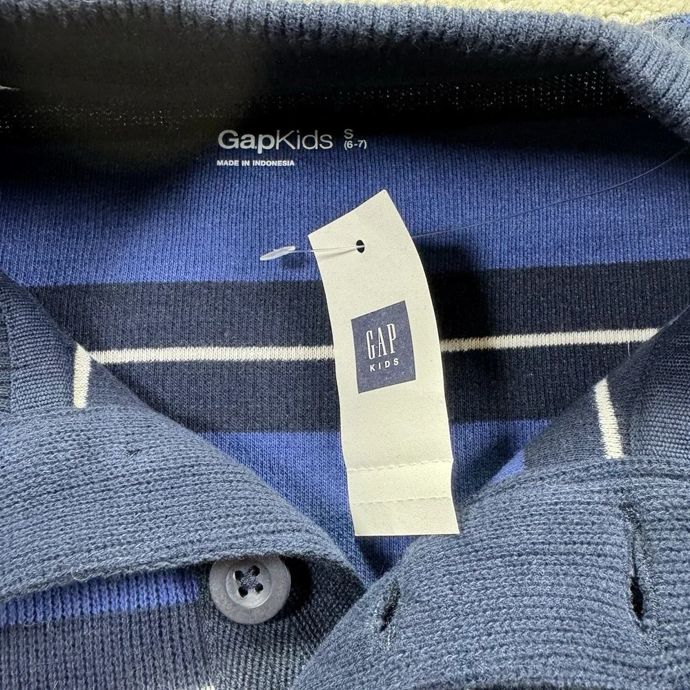 Gap Kids Boys Henley Sweater Size 6-7 Blue‎ Striped - NWT